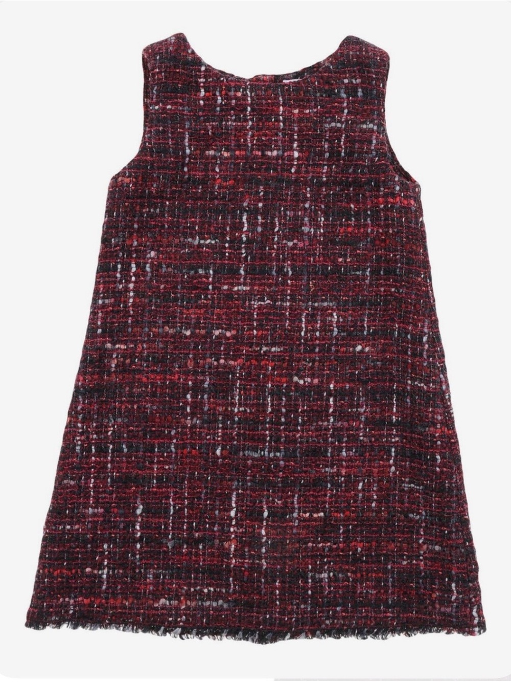 Dolce & Gabbana Girls Tweed Wool Dress, Burgundy, 5Y